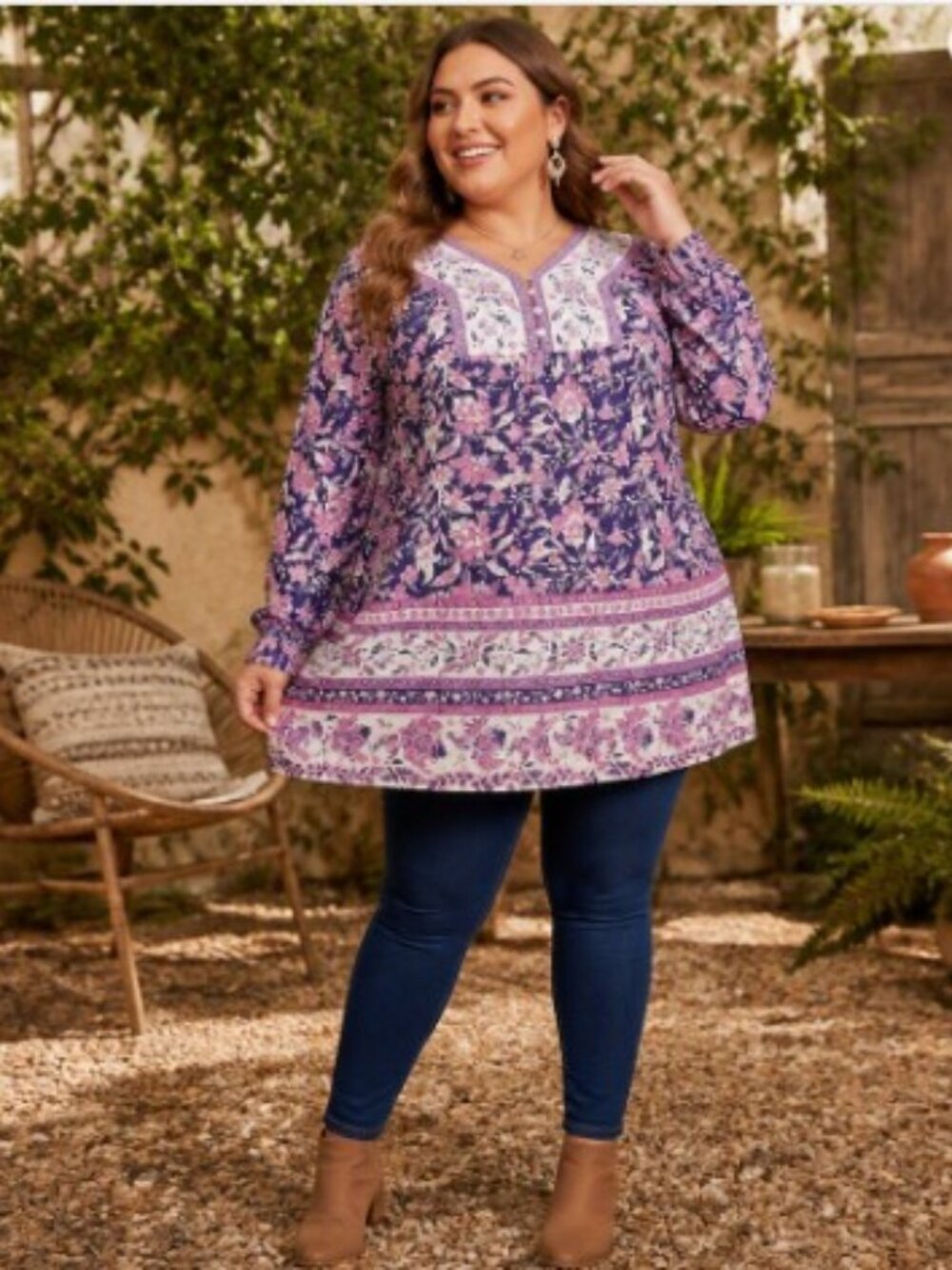 AVEOLOGY Boho Floral Tunic Dress / Tunic Top – Plus 3X/4X – NWT - Picture 4 of 15